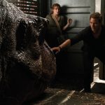 Claire (BRYCE DALLAS HOWARD) and Owen (CHRIS PRATT) try not to wake the mighty T. rex in "Jurassic World: Fallen Kingdom." When the island's dormant volcano begins roaring to life, Owen and Claire mount a campaign to rescue the remaining dinosaurs from this extinction-level event. Welcome to "Jurassic World: Fallen Kingdom." Photo Credit: Giles Keyte