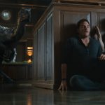 The Indoraptor stalks its prey—(L to R) Owen (CHRIS PRATT), Claire (BRYCE DALLAS HOWARD) and Maisie (ISABELLA SERMON) in "Jurassic World: Fallen Kingdom." When the island's dormant volcano begins roaring to life, Owen and Claire (Bryce Dallas Howard) mount a campaign to rescue the remaining dinosaurs from this extinction-level event. Welcome to "Jurassic World: Fallen Kingdom." Photo Credit: Universal Studios and Amblin Entertainment, Inc. and Legendary Pictures Productions, LLC.