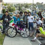 (l to r.) Tessa Thompson, Lakeith Stanfield, director Boots Riley, and Jermaine Fowler on the set of SORRY TO BOTHER YOU, an Annapurna Pictures release. Credit: Pete Lee / Annapurna Pictures