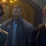 L-r: Robert Sheehan, Tom Hopper and David Castañeda in THE UMBRELLA ACADEMY. Courtesy Neflix.