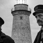 L-r: Willem Dafoe and Robert Pattinson in 'The Lighthouse.' Courtesy A24.