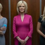 L-r: Megyn Kelly (Charlize Theron), Gretchen Carlson (Nicole Kidman), and Kayla Pospisil (Margot Robbie) in BOMBSHELL. Photo credit: Hilary Bronwyen Gayle. Courtesy Lionsgate.