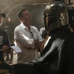 Dave Filoni, Greig Frazer and Baz Idoine on the set of THE MANDALORIAN, eclusively on Disney+