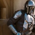 The Mandalorian (Pedro Pascal) and the Child in The Mandalorian, season two. Courtesy Lucasfilm.