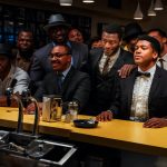 (L-R) Leslie Odom Jr., Eli Goree, Kingsley Ben-Adir and Aldis Hodge star in ONE NIGHT IN MIAMI. Photo Credit: Patti Perret