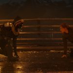 L-r: Taskmaster and Black Widow/Natasha Romanoff (Scarlett Johansson) in Marvel Studios' BLACK WIDOW. Courtesy Marvel Studios.