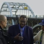 Left to Right: Jeffery Robinson with Senator Hank Sanders and Faya Ora Rose Toure in Who We Are. Photo by Jesse Wakeman. Courtesy of Sony Pictures Classics