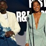 LOS ANGELES, CALIFORNIA - JUNE 26: (L-R) Daniel Kaluuya and KeKe Palmer speak onstage during the 2022 BET Awards at Microsoft Theater on June 26, 2022 in Los Angeles, California. (Photo by Paras Griffin/Getty Images for BET)