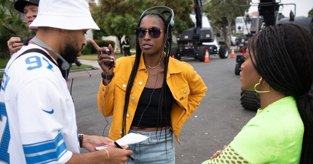 Director Lawrence Lamont, Producer Issa Rae and Keke Palmer on the set of Tri-Star Picture’s ONE OF THEM DAYS